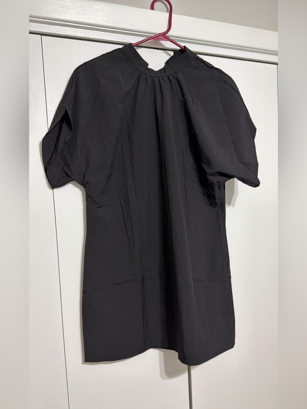 Women's Black Mini Dress with Puff Sleeves